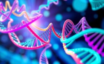 Diagram showing genomic analysis of blood cancer risk assessment in vibrant colors and modern style.