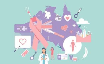 Ilustrasi grafis dari riset kesehatan di Australia tentang kekhawatiran kanker dan sistem kesehatan.