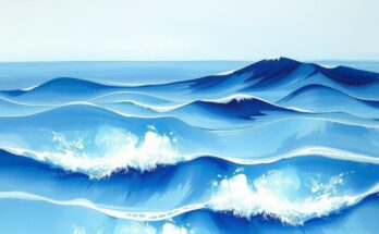 Lanskap laut yang menenangkan dengan nuansa biru dan putih, menawarkan ketenangan untuk refleksi dan pertumbuhan.