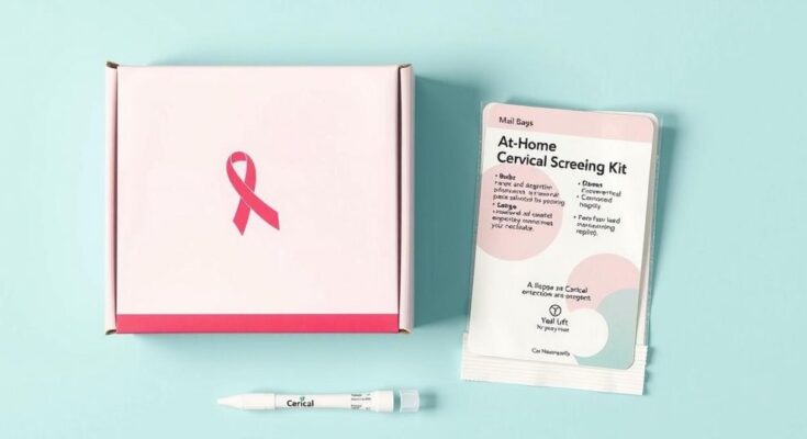 Kits ujian serviks di rumah dengan swab dan kotak kirim untuk peningkatan akses pemeriksaan kesehatan wanita.