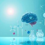 Terapi kanker otak dan drug treatment advancements dengan warna lembut yang sejuk.