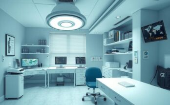 AI in healthcare enhances patient care and physician experiences in a modern medical setting.