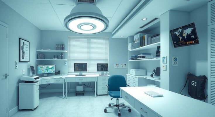 AI in healthcare enhances patient care and physician experiences in a modern medical setting.