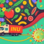 Pictorial representation of nutrient pathways in the body, showcasing vibrant foods flowing into cells, nutrient transporters, and interactions.