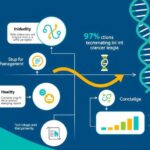 Diagram showing ctDNA technology in breast cancer treatment with a focus on testing and treatment outcomes.