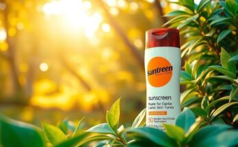 Sunscreen application on dark skin, promoting sun safety and skincare for darker skin tones.