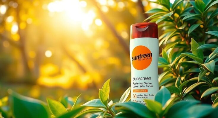 Sunscreen application on dark skin, promoting sun safety and skincare for darker skin tones.