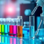 Uji darah sensitif yang mendeteksi tanda awal kanker melalui teknik pengurutan genetik dengan nuansa biru dan hijau.