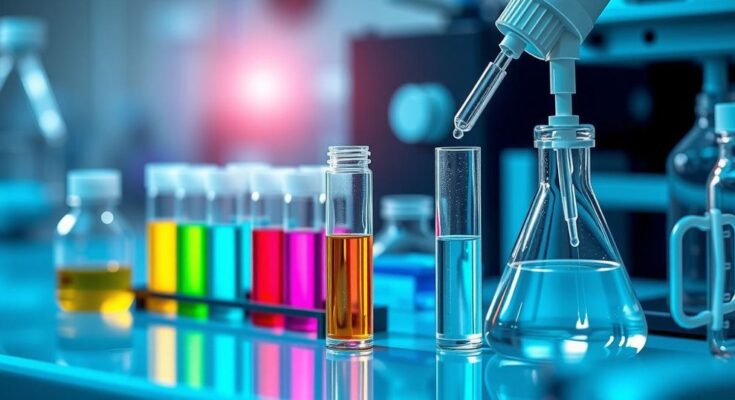 Uji darah sensitif yang mendeteksi tanda awal kanker melalui teknik pengurutan genetik dengan nuansa biru dan hijau.