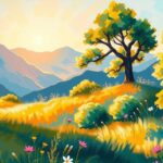 Ilustrasi harapan dan kebersamaan dalam perawatan kanker anak dengan warna cerah dan elemen alami.