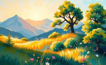Ilustrasi harapan dan kebersamaan dalam perawatan kanker anak dengan warna cerah dan elemen alami.
