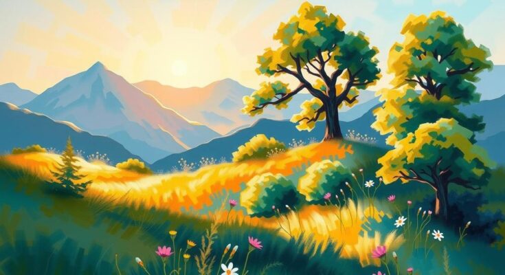 Ilustrasi harapan dan kebersamaan dalam perawatan kanker anak dengan warna cerah dan elemen alami.