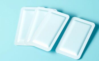 Patches with nanoneedles for painless diagnostics, featuring a sleek design with light blue and white colors.