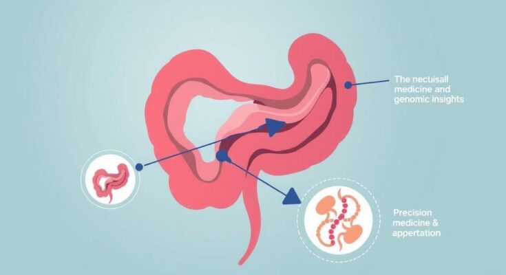 Ilustrasi penjelasan tentang kanker usus buntu dengan latar belakang yang bersih dan warna lembut.