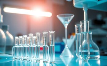 Uji darah inovatif untuk deteksi kanker dini, menonjolkan DNA tumor di suasana laboratorium yang cerah.