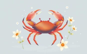 Horoskop mingguan untuk Cancer dengan warna lembut dan suasana tenang, simbol kepiting, refleksi emosi dan ketenangan.