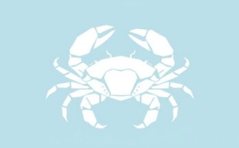 Simbol Kepiting di Warna Putih, Menyimbolkan Zodiak Cancer, Dengan Elemen Air dan Atribut Kebaikan.
