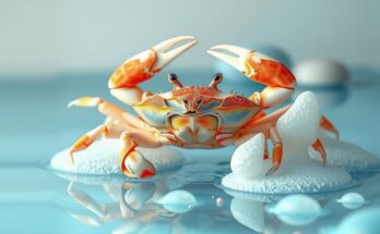 Kanker horoskop: lingkungan yang tenang dan damai, simbol kepiting di antara elemen air dan warna lembut.