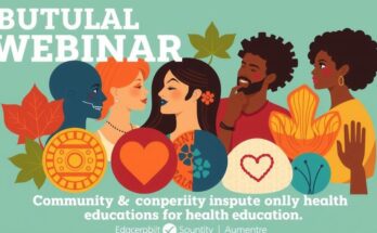 Webinar series promoting equitable healthcare featuring diverse communities and educational resources.