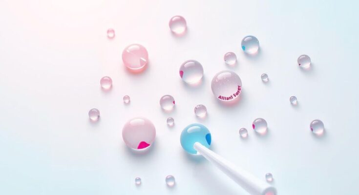 Gel pen droplets on a smooth surface symbolizing innovative cancer treatment techniques with soft colors.