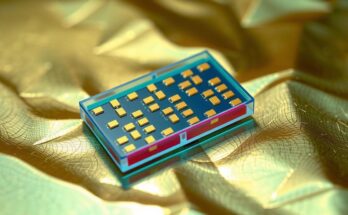 Sensor diagnosis CRISPR innovation on gold leaf background with blue and green accents